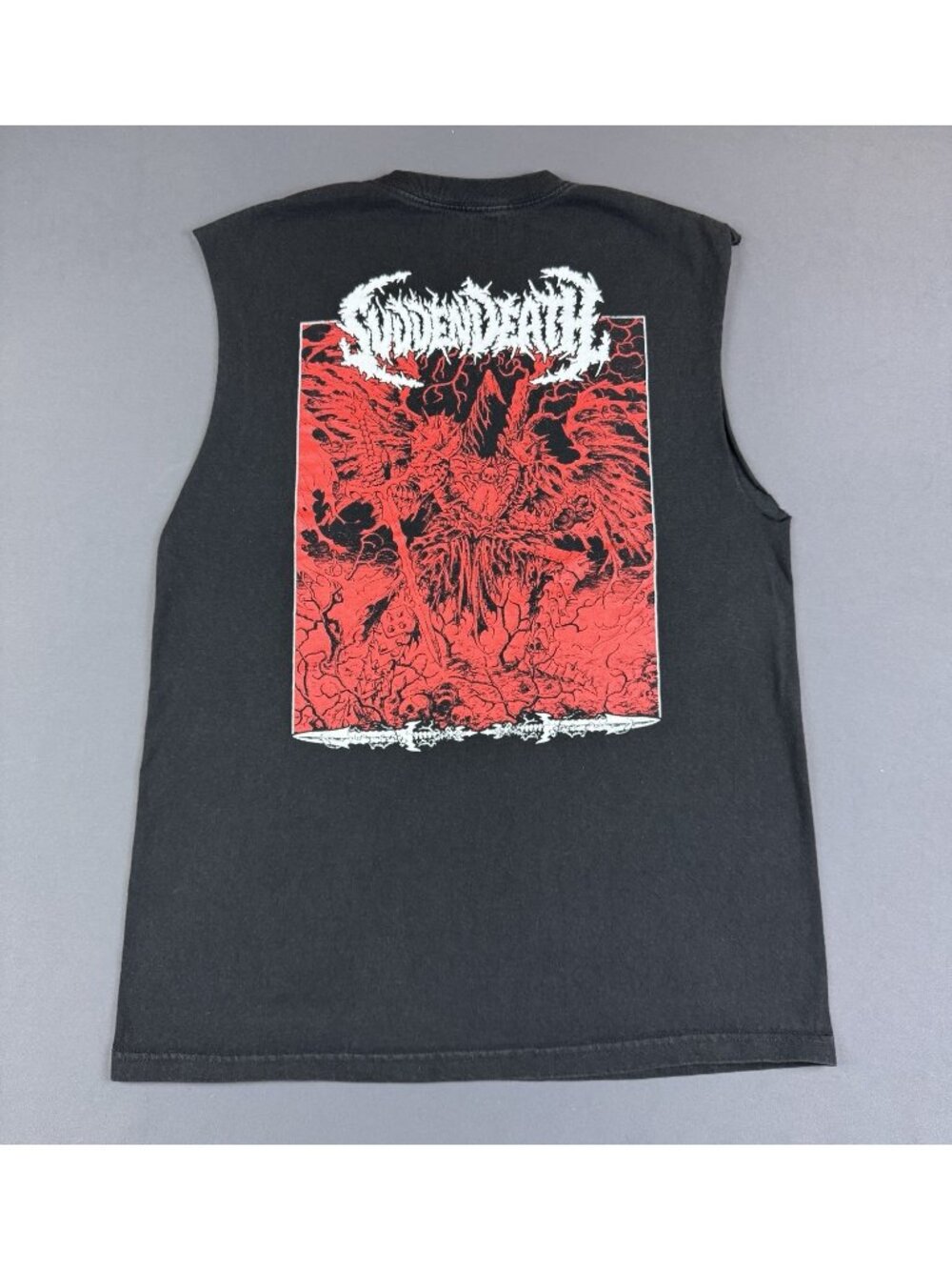 Sudden Death Metal Band Tee Large Black Cut Off Sleeve Shirt Tour Concert Album